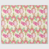 Sweet 16 Geburtstagskind mit Blume Geschenkpapier (Flach)