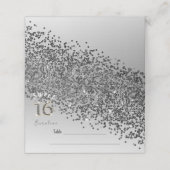 Sweet 16. Geburtstagsparty Black Glitzer Platzkarte (Außenseite Aufgefaltet)