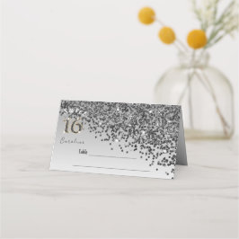 Sweet 16. Geburtstagsparty Black Glitzer Platzkarte