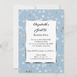 Sweet 16 Geburtstagsparty Blue Party Silberblasen Einladung