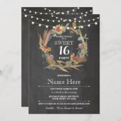 Sweet 16 Geburtstagsparty Chalk Wreath Floral Einl Einladung (Vorne/Hinten)
