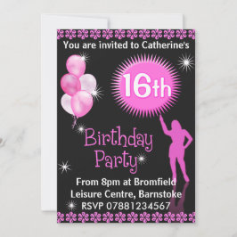 Sweet 16. Geburtstagsparty Einladung