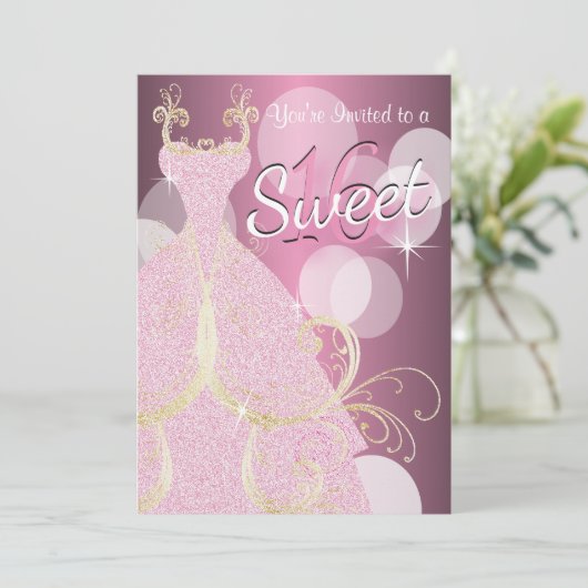 Sweet 16. Geburtstagsparty Einladung (Stehend Vorderseite)