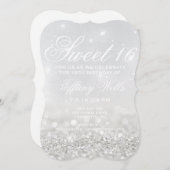 Sweet 16 Geburtstagsparty Einladung | Silver Glitt (Vorne/Hinten)