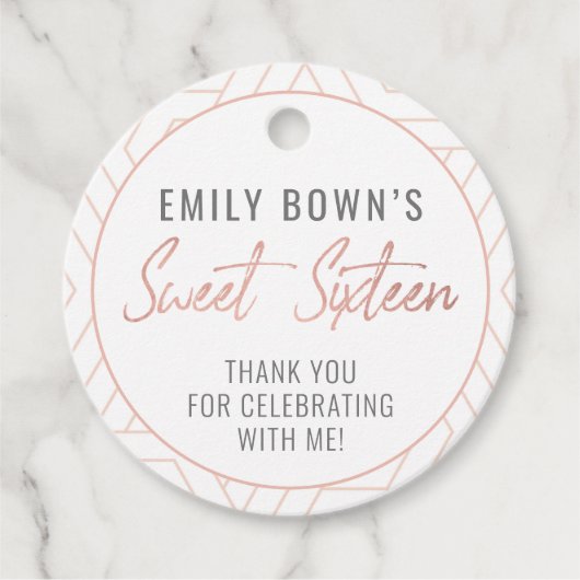 Sweet 16 Geburtstagsparty Favos Tags Geschenkanhänger (Vorderseite)