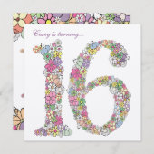 Sweet 16 Geburtstagsparty Frühlingsblühen Einladun Einladung (Vorne/Hinten)