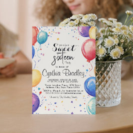 Sweet 16 Geburtstagsparty I Balloons Einladung