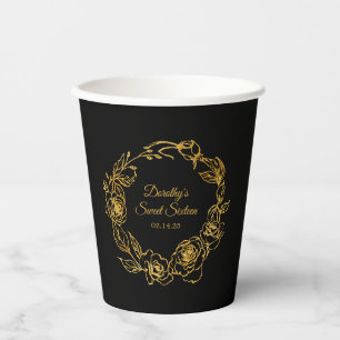Sweet 16 Geburtstagsparty Luxe Gold Rose Black Pappbecher