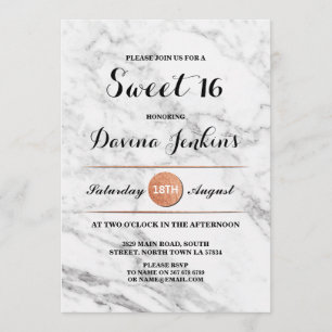 Sweet 16 Geburtstagsparty Marmor Rose Gold Einladu Einladung