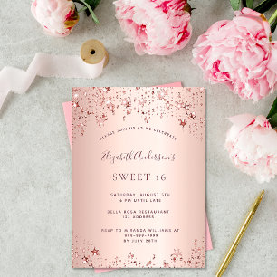 Sweet 16 Geburtstagsparty Rose Goldstars sprinkle Einladung