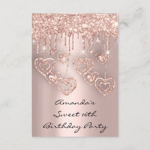 Sweet 16. Geburtstagsparty Rose Tropfen Herzenslär Einladung
