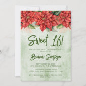 Sweet 16 Geburtstagsparty Weihnachten Poinsettia Einladung (Vorderseite)