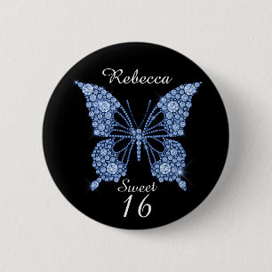 Sweet 16. Geburtstagsschmetterling Personalisiert Button