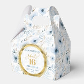 Sweet 16 Gefallen Box Dusty Blue Floral Gold Glitz Geschenkschachtel