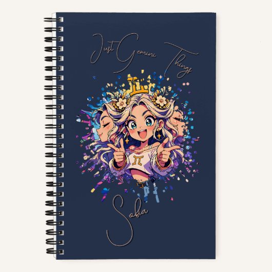 Sweet 16 Gemini Custom Name Notebook Notizblock (Vorderseite)
