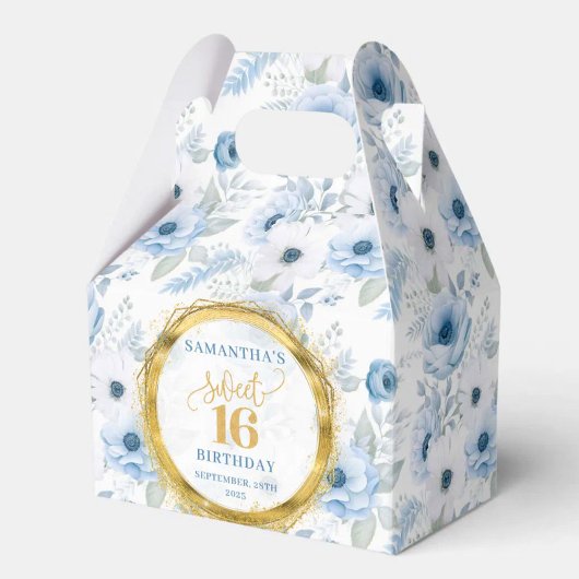 Sweet 16 Gevor Box Blue Pastel Floral Gold Sparkle Geschenkschachtel