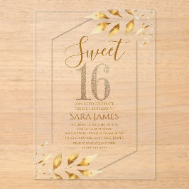 Sweet 16 Gilded Geometric Acrylic Invitation Acryleinladungen