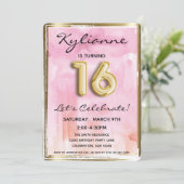 Sweet 16 Girl Birthday Pink und Gold 16. Einladung (Stehend Vorderseite)