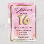 Sweet 16 Girl Birthday Pink und Gold 16. Einladung<br><div class="desc">Dieses elegante Aquarell-Design ist perfekt,  um Ihre besonderen Mädchen 16. Geburtstag zu feiern!</div>