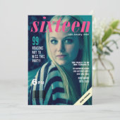 Sweet 16 Girls Magazine Cover Foto Einladung (Stehend Vorderseite)