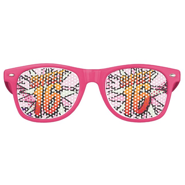 SWEET 16 Girly Pink Fun Moderner Geburtstag Partybrille (Vorderseite)