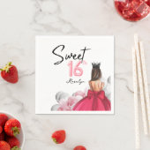 Sweet 16 Glam Pink White Balloons Serviette (Beispiel)