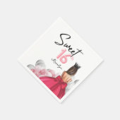 Sweet 16 Glam Pink White Balloons Serviette (Ecke)