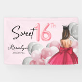 Sweet 16 Glam Rose Gold Weißballons Banner (Horizontal)