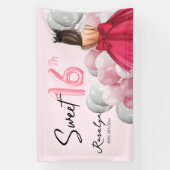 Sweet 16 Glam Rose Gold Weißballons Banner (Vertikal)
