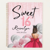 Sweet 16 Glam Rose Gold Weißballons Planer (Vorderseite)