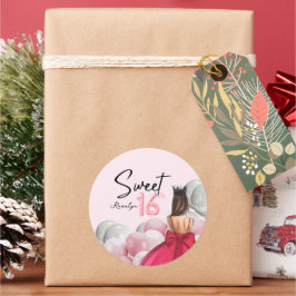 Sweet 16 Glam Rose Gold Weißballons Runder Aufkleber