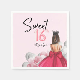 Sweet 16 Glam Rose Gold Weißballons Serviette