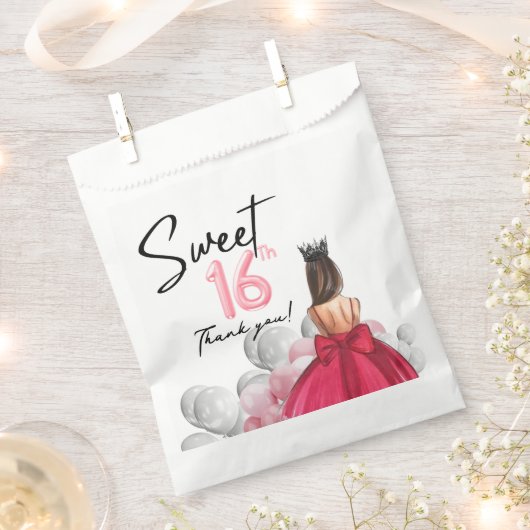 Sweet 16 Glam Rose Pink Weißer Balkon Geschenktütchen (Ausgeschnitten)