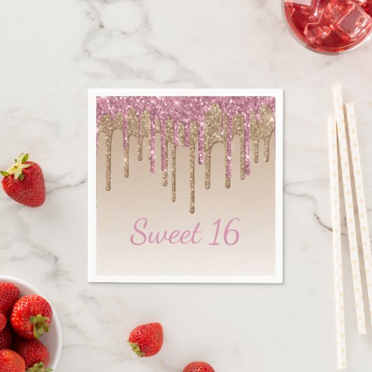 Sweet 16 Glam Script Ombré Sparkle Serviette (Beispiel)