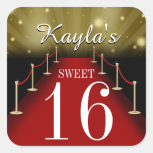 Sweet 16 Glamour Red Teppich Gastgeschenk Stickers