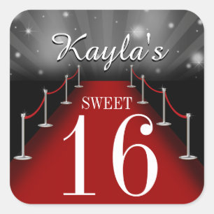 Sweet 16 Glamour Red Teppich Gastgeschenk Stickers