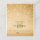 Sweet 16 Glitzer Bokeh Lights Custom Platzkarte (Außenseite Aufgefaltet)