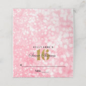 Sweet 16 Glitzer Bokeh Lights Custom Platzkarte (Außenseite Aufgefaltet)