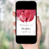 Sweet 16 Glitzer in Rot - Begrüßungsballons Poster