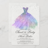 Sweet 16 Glitzer Kleid Diamond Einladung (Vorne/Hinten)