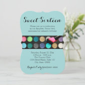 Sweet 16 Glitzer Makeup Einladungen (Stehend Vorderseite)