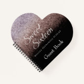 Sweet 16 Glitzer Ombre Guest Heart Notizblock (Vorderseite)