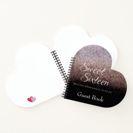 Sweet 16 Glitzer Ombre Guest Heart Notizblock (Innenseite)
