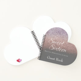 Sweet 16 Glitzer Ombre Guest Heart Notizblock