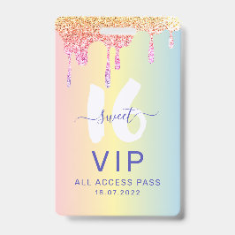 Sweet 16 Glitzer Pastel Shades Geburtstag Einladun Ausweis