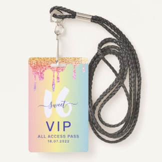 Sweet 16 Glitzer Pastel Shades Geburtstag Einladun Ausweis