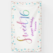 Sweet 16 Glitzer Rainbow Confetti Moderner Geburts Banner (Vertikal)