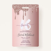 Sweet 16 Glitzer Rose Gold Geburtstag Einladung Ausweis (Rückseite)