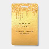 Sweet 16 Glitzer Tropfen metallisch Ausweis (Rückseite)