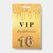 Sweet 16 Glitzer Tropfen metallisch Ausweis (Vorderseite)